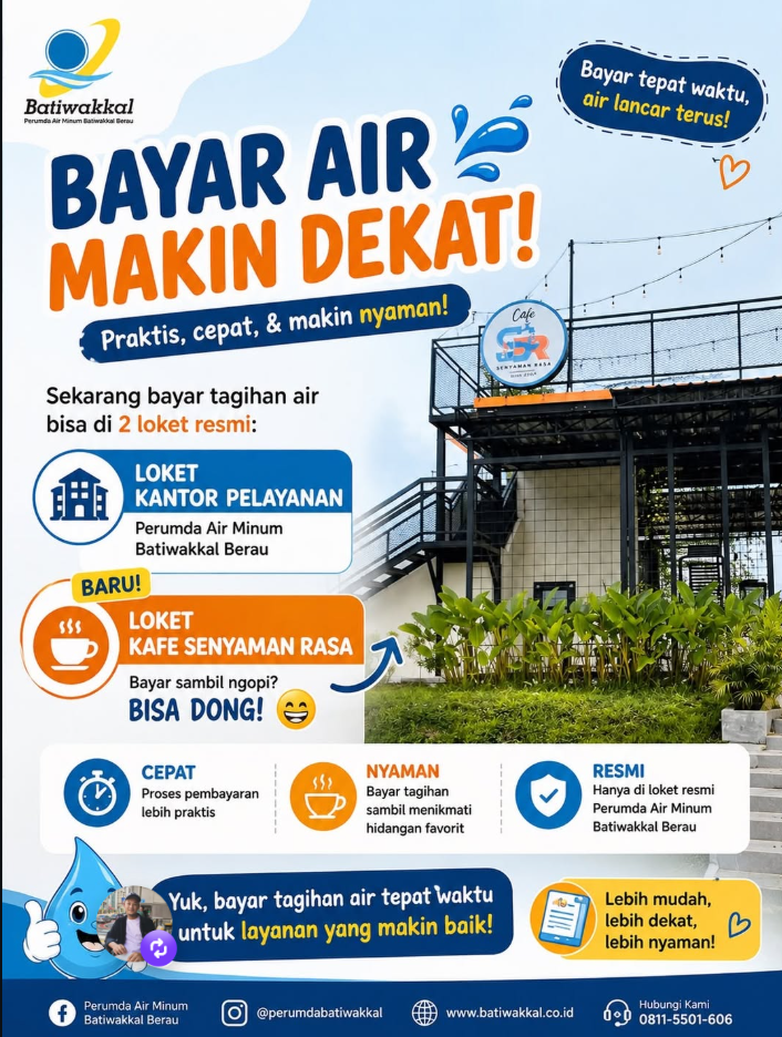 BAYAR AIR SAMBIL NGOPI DAN MAKAN ENAK DI KAFE SR